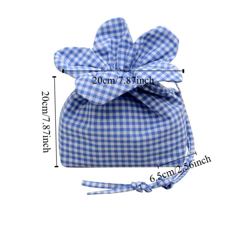 Cute Plaid Flower Crossbody Bag Portable Ins Shoulder Bag Casual Flower Drawstring Bag  Travel
