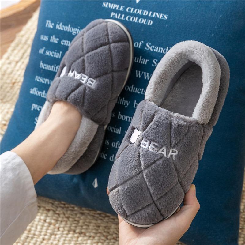 Women's cotton slippers winter bag heel indoor home warmth men's velvet household wool cotton shoes women's outer wear winter