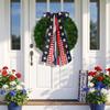 Patriotic Star and Plaid Ribbon Bow for Wreaths Door Wall Decor Indoor Outdoor Decorative Hanging Accessory for Festivals Parties Events