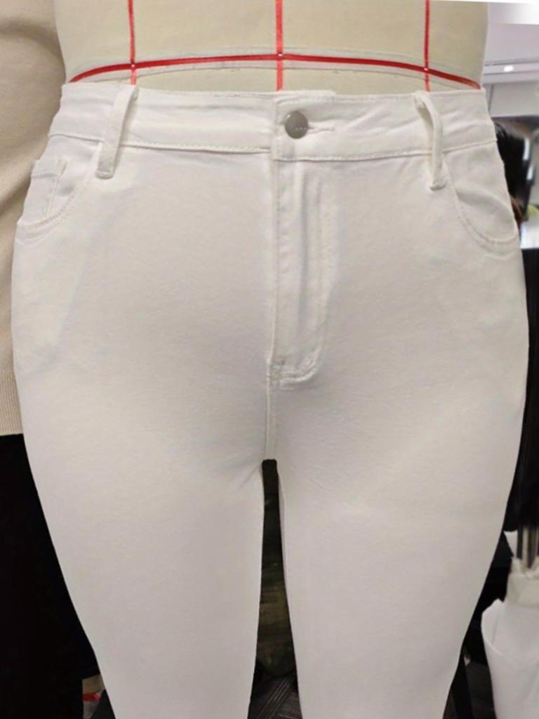 Women's High Stretch Black and White Skinny Denim Jeans - Plus Size