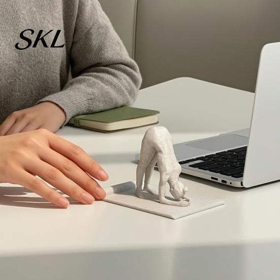 Compact Office Desk Accessory Yoga Shape Phone Stand, Creative Desktop Sculpture, Imitation Stone Space Saving Ornament Texture Decorative Ornament,
