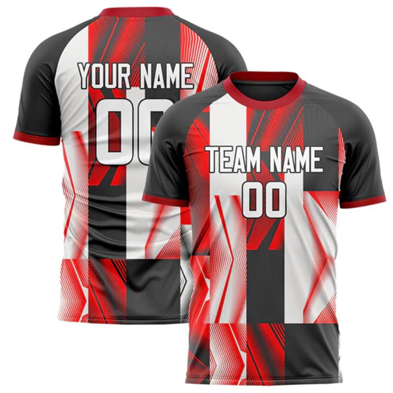 Přizpůsobené Fotbalové Tričko s Názvem Týmu a Číslem Personalizované DIY Kulatý Výstřih Černé Sportovní Trička Volné Rychleschnoucí Týmové Uniformy