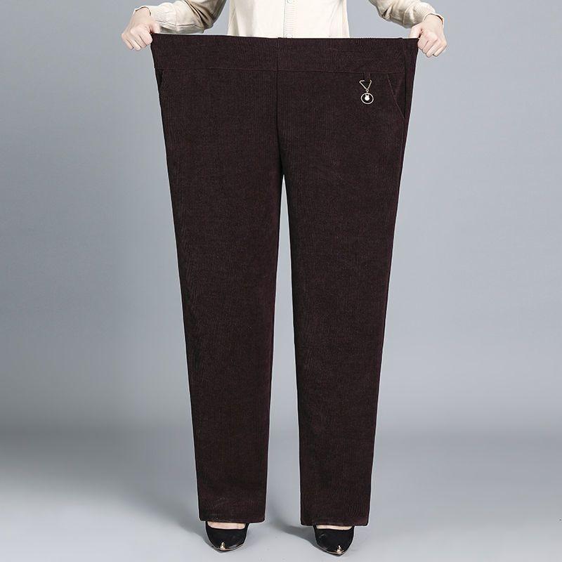 Pants Autumn Winter Corduroy Trousers Plus Velvet Middle-aged Elderly Women's Loose Straight