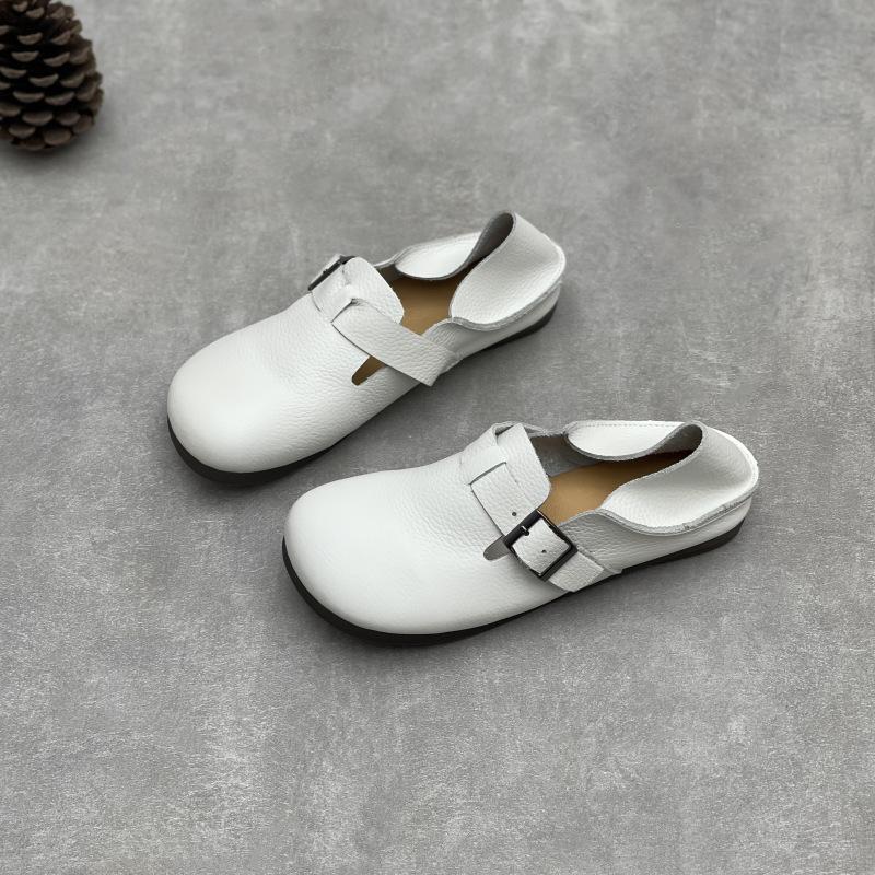 Fashion GKTINOO Genuine Leather Round Toe Soft Soled Loafers Summer 2025 New Versatile Soft Cowhide Flat Women's Shoes