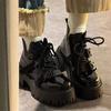 Black Martin Boots for Women's Spring and Autumn Small Men 2025 New Student Versatile Heightening Fried Street Locomotive Short Boots Trend