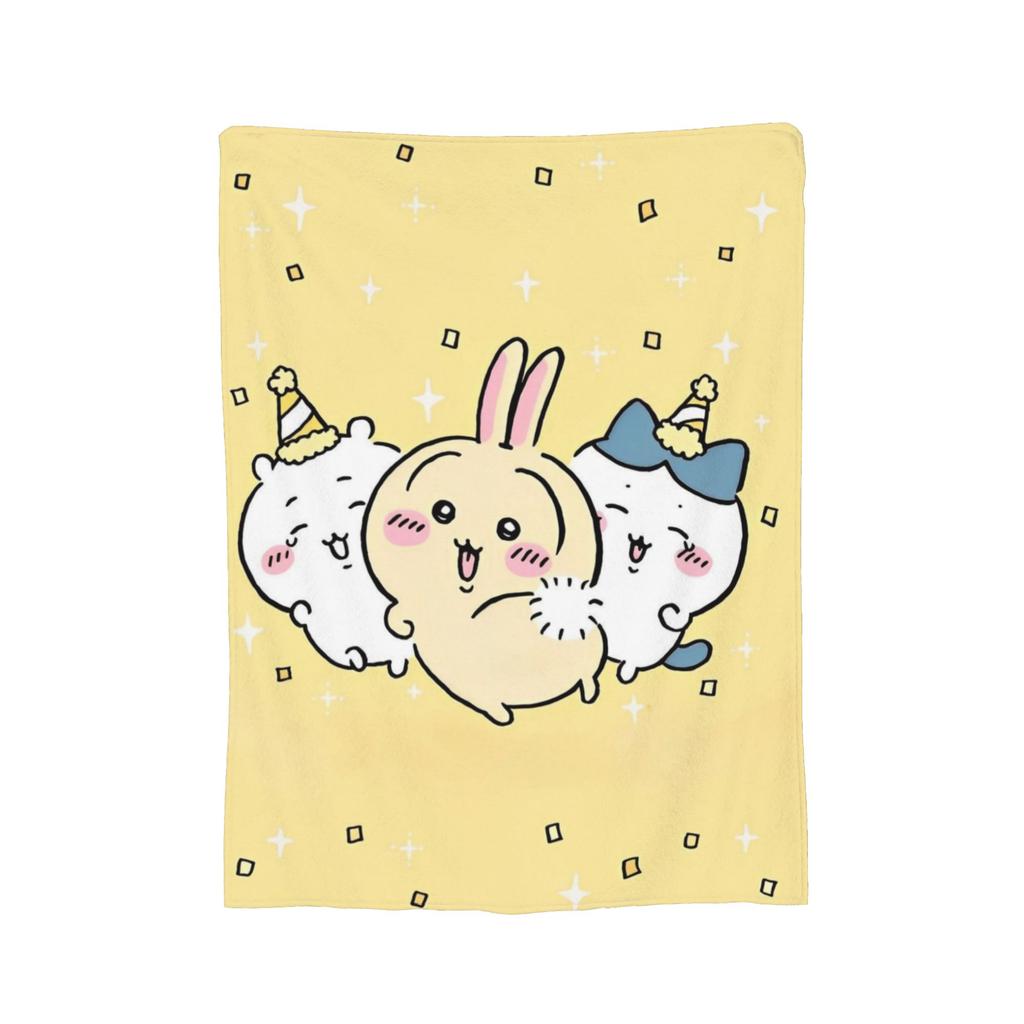 C-Chiikawaa White Momonga Blankets Fleece Spring/Autumn  Multi-function Super Warm Throw Blankets for Bedding Couch Rug Piece