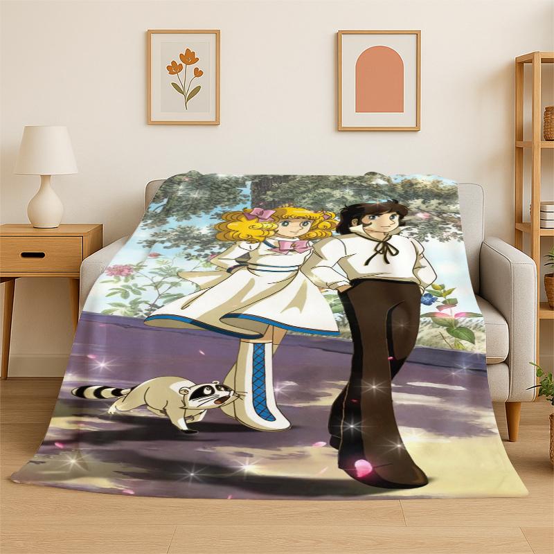 

Cute Candy Candy Girl Cartoon Flannel Blanket Soft Warm Throw Blanket for Bedroom Living Room Bed Travel Camping Picnic Gift 75x90cm