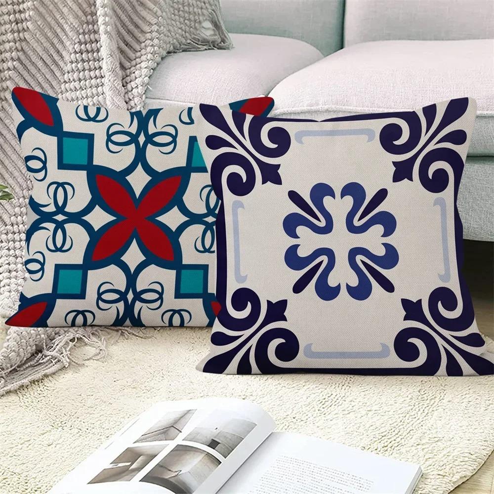 Blue Geometric Decorative Pillowcase Interior Decoration Office Living Room Home Pillowcase