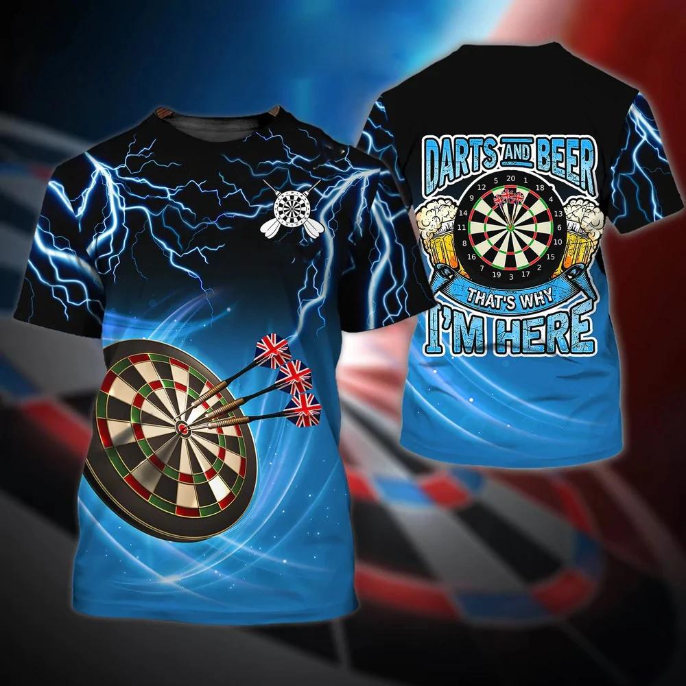 Letní pánské tričko 3D Bar Game Potisk šipky Trička Topy Neformální Trička s výstřihem do O Krátký rukáv Zábavné Outdoor Pánské oblečení