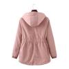 Womens Hooded Fleece Parka Winter Warm Slim Fit Cotton Coat Solid Color Casual Commuter Jacket