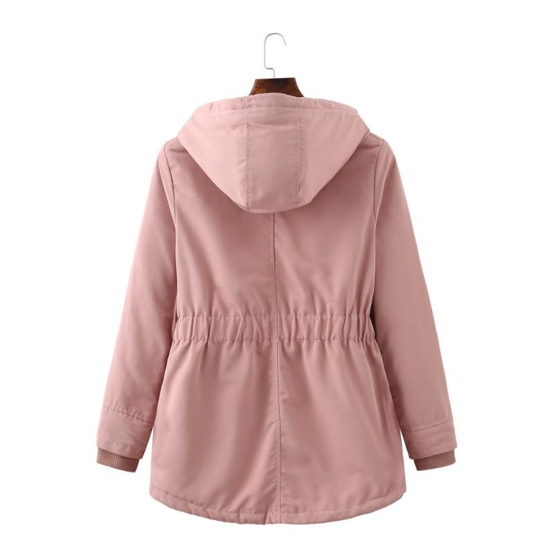 Womens Hooded Fleece Parka Winter Warm Slim Fit Cotton Coat Solid Color Casual Commuter Jacket