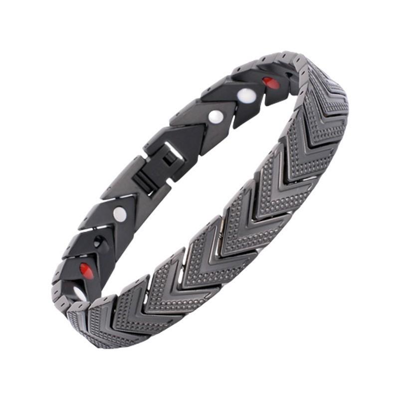 Mens Geometric Stainless Steel Magnetic Therapy Bracelet Vacuum Plated Anti-Fatigue Health Jewelry Cycling Outdoor Activities
