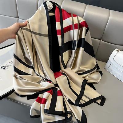 Design Sateng Silke Sjal Hijab Skjerf Dame Mote Sommer Solbeskyttelse Strand Stole Sjal Bufanda Dame Hodeplagg Echarpe