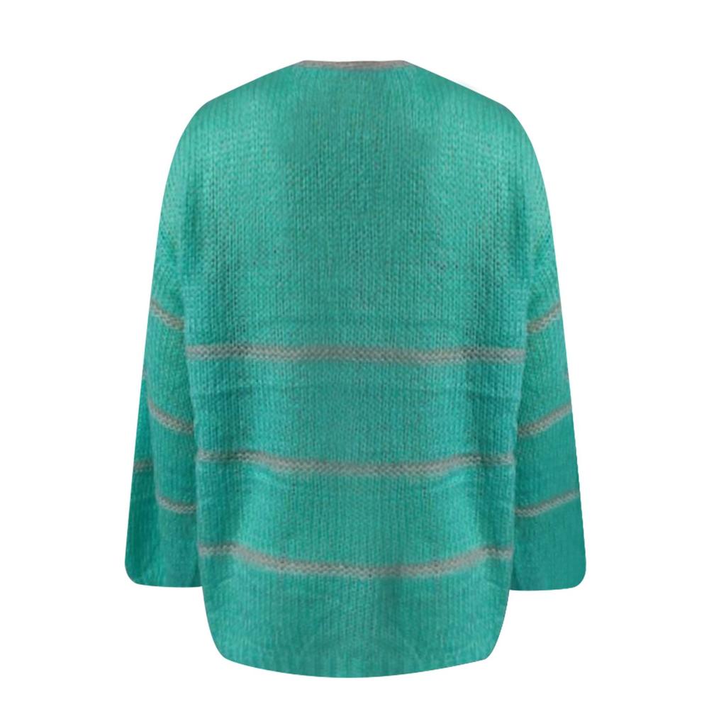 Damen Langarm Weicher Lässiger Farbblock Strickpullover Oberbekleidung Mantel Strickjacke