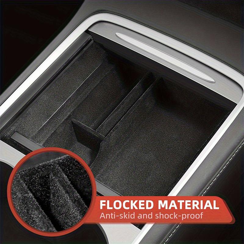 Car Central Armrest Console Box Suede Storage For Tesla Model 3 Y 2021-2023 Armrest Hidden Drawer Storage Box Accessories