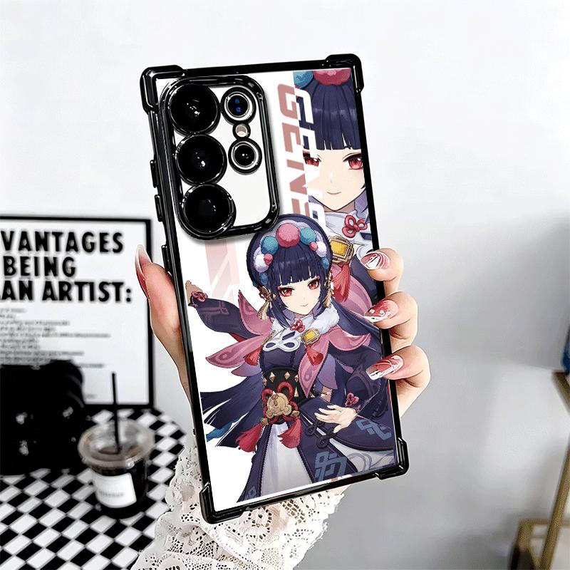 Genshin Impact Design Beschichtete Handyhülle Für Samsung Galaxy S24 S25 FE S26 Edge S23 Ultra S22 S21 Plus S20 Anti-Fall Airbag Abdeckung