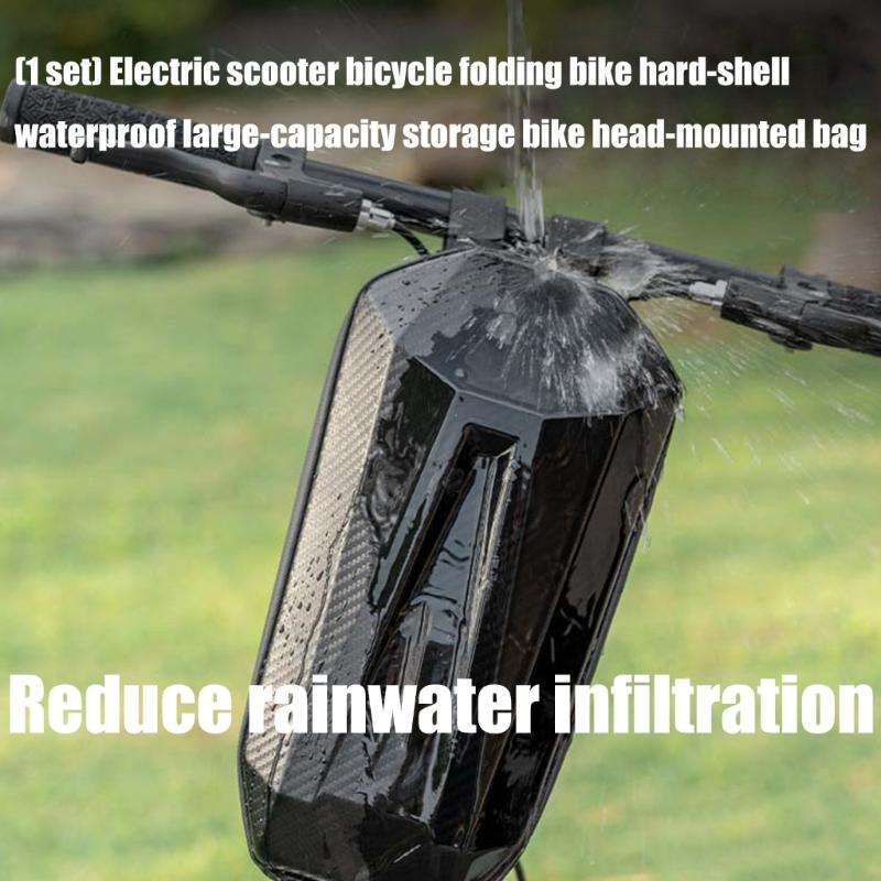 High Capacity Hard Case Waterproofed Handlebars Bag For Electric Scooters Bikes Folding Cycles Secure Storage