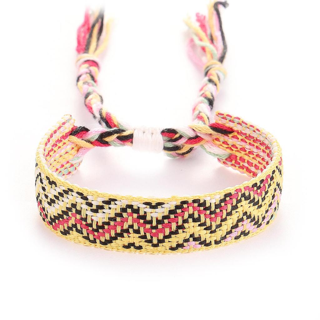 Trendy Woven Rope Drawstring Plaid Bracelet for Women