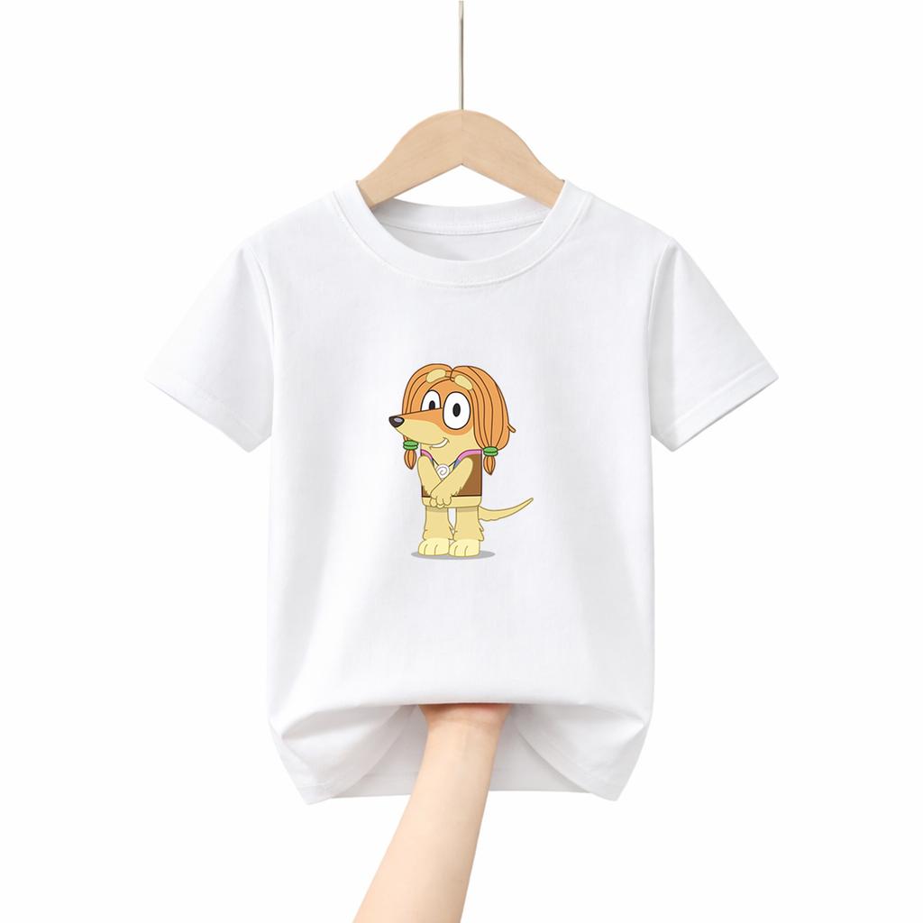 2026 New Bluey Graphic Tee for Kids 100 Percent Cotton Soft Loose Fit Tshirt Boys Girls Casual Daily Wear