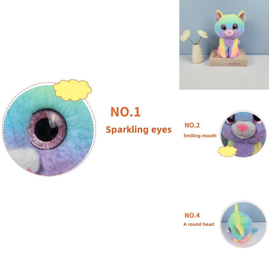 Cassidy Rainbow Cat Plush Toy Colorful And Soft Stuffed Animal For Kids' Birthdays