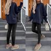 Autumn Winter Women's Split Hem Sweatshirt, Round Neck Long Sleeve Layering Top with Solid Color Design, Casual Basic Loungewear for Daily Wear