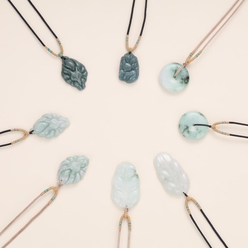 Myanmar Jade Pea Disc Pendant Necklace for Men and Women [KOAI]