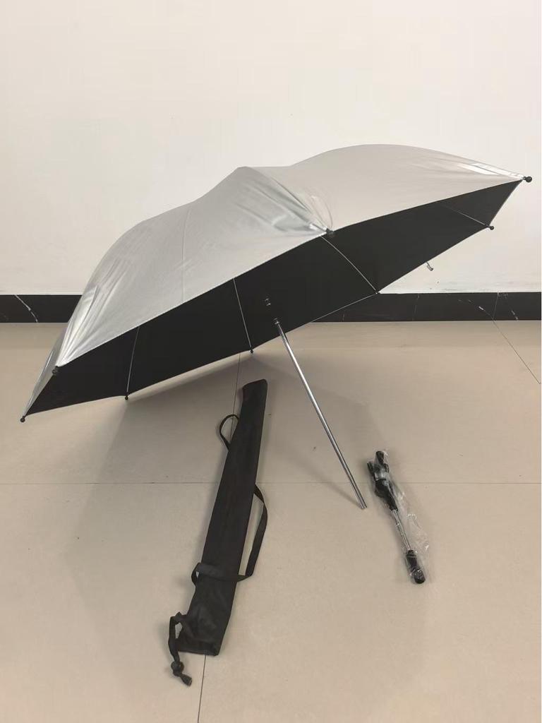 360° Swivel Clamp Umbrella Portable Beach Camping Chair, Deep Blue/Sky Blue/Rose Gold Alloy