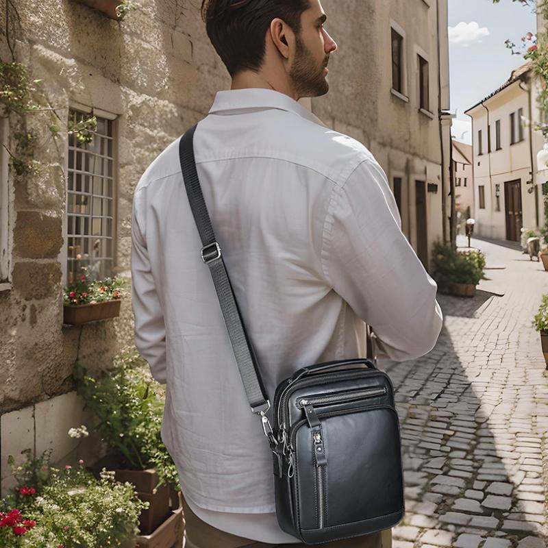 New Men's Genuine Leather Handbags Small Flap Men's Shoulder Bag Casual Office Messenger Bags Fashion Crossbody Bag