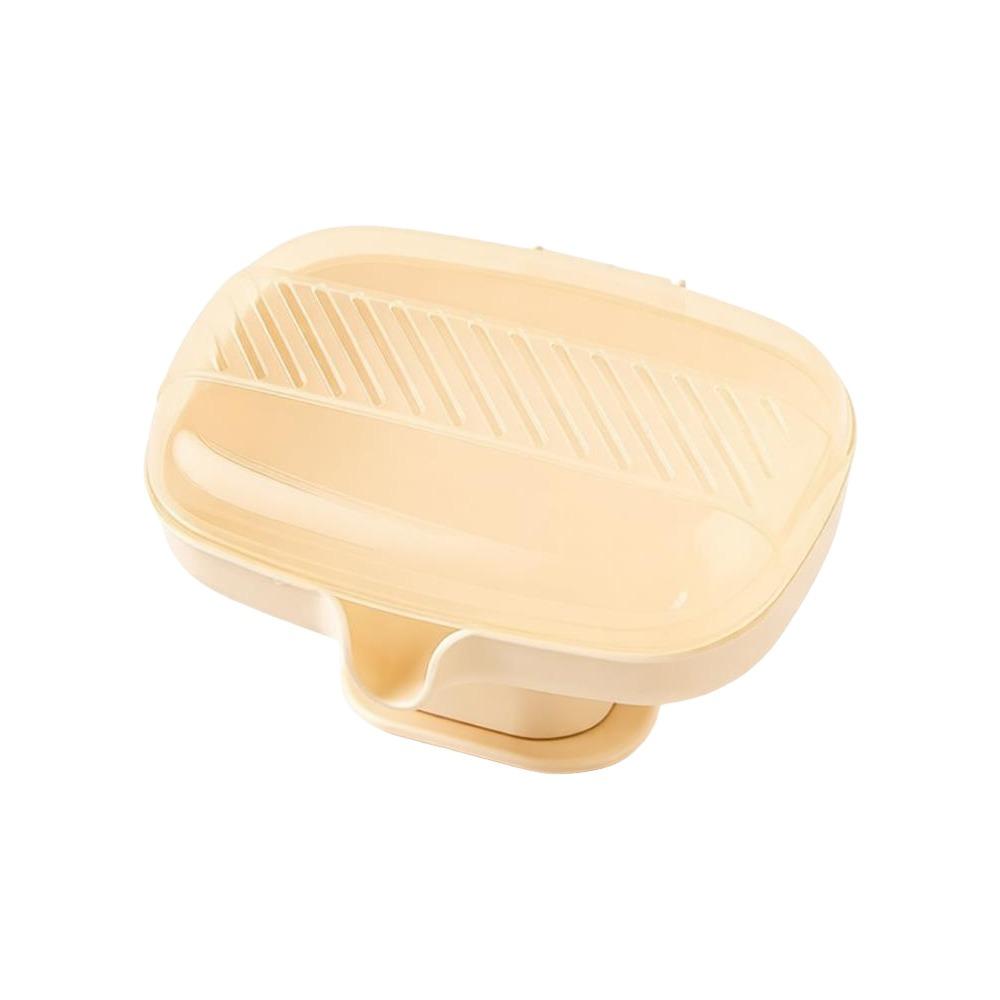Sloped Drainage Soap Dish Dustproof Lid Soap Holder Soap Container for Bathroom Sink Countertop бежевый