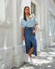2024 Women's High Waist Washed Denim A-line Midi Skirt In European and American Style