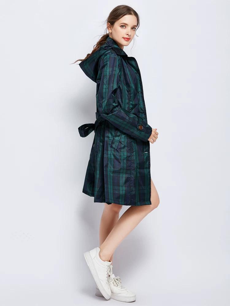 Trench Gingham Retrò Adulto Singolo Donna Leggero Traspirante Vita Sagomata Cappotto Moda Coreano e Giapponese Asciugatura Rapida Studente