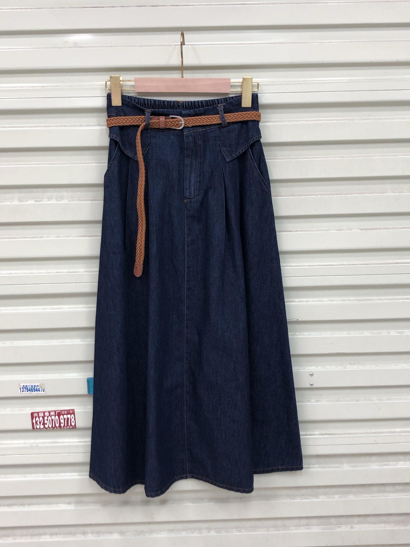 

Ретро джинсовая юбка средней и длинной длины 2025 весна и осень модный дизайн чувство эластичная высокая талия a word зонт юбка женская average size