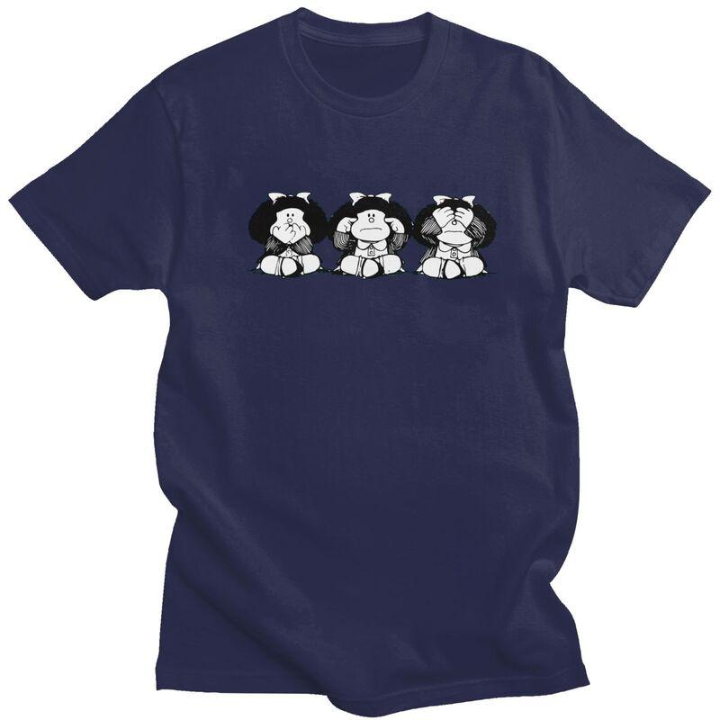 Custom Male Quino Comic Cartoon Mafalda T Shirt ShortSleeve Cotton Tshirts Streetwear Tshirt Casual Tee Slim Fit Clothing