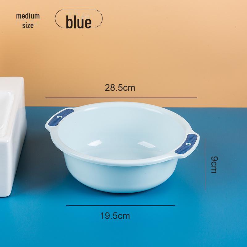Large Capacity Double-Ear Plastic Basin for Household Use, Ideal for Washing Vegetables, Footbaths, and Storage