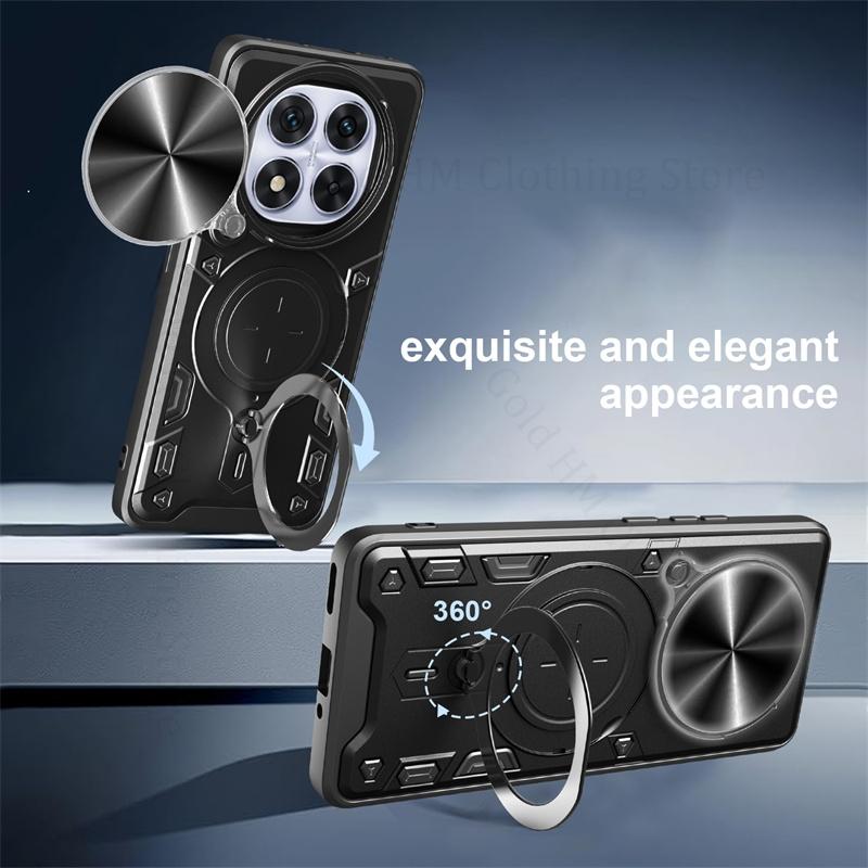 Push Window Alloy Magnetic Kickstand Armor Case For Redmi Note 14 Pro Plus 5G Slide Lens Ring Stand Cover Redmi Note 13 Pro Plus