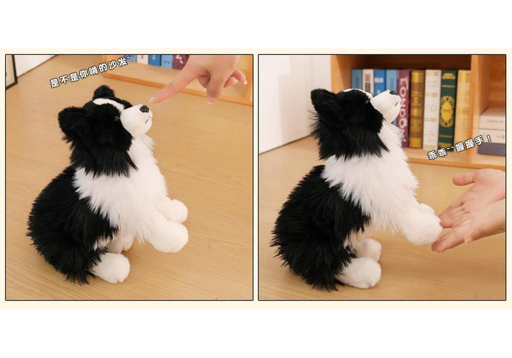 Border Collie Plush Toy - Standing & Lying Poses, Cute Dog Doll Gift
