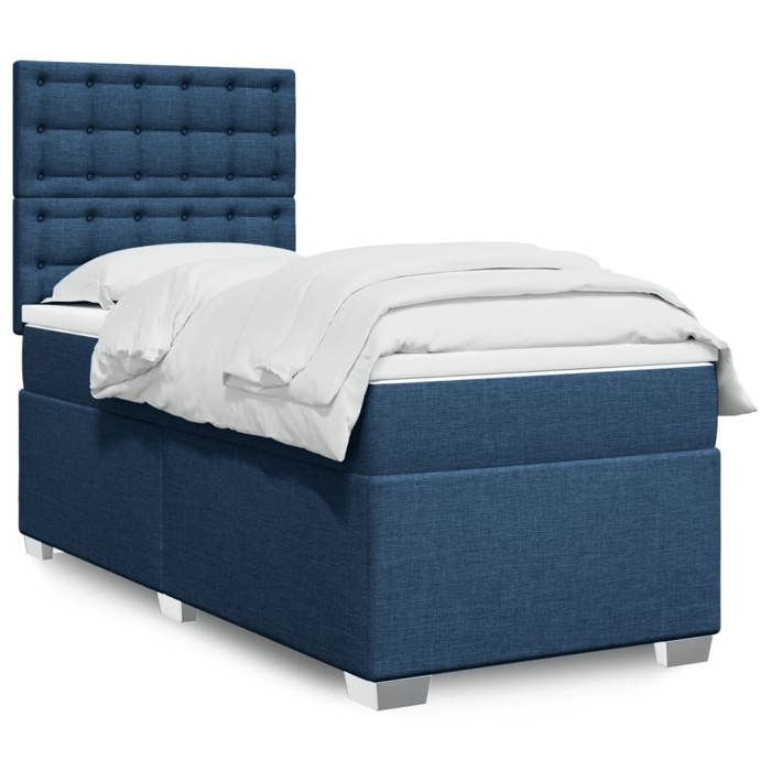 Maison Exclusive - Sommier à lattes de lit avec matelas Bleu 100x200 cm Tissu