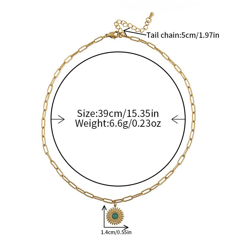 GEMCHIC Women's Bohemian Style Beaded Necklace with Natural Stone Pendant and Shell Beads, Vintage Geometric Layered Choker