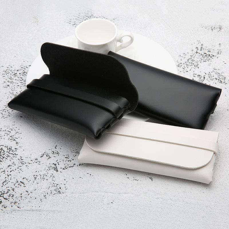 Black and White Soft and Stylish Leather Glasses Cases - Glasses Protection Bags, Travel Accessories for Men and Women
