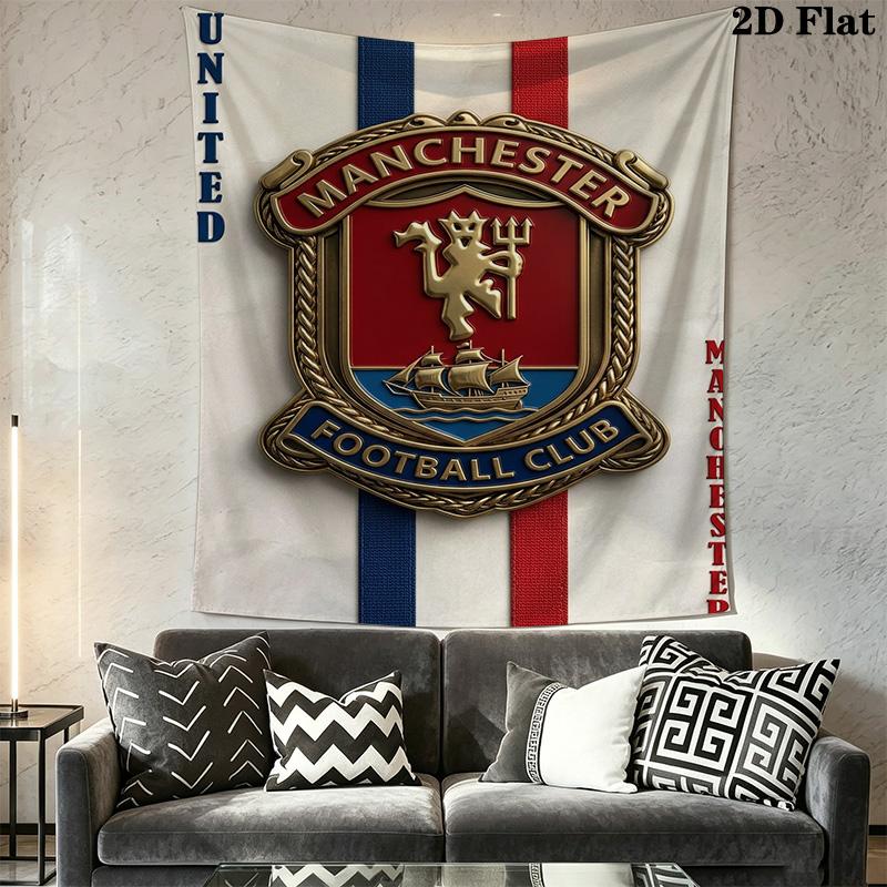 Manchester Football Club Badge Print Tapestry Fashion Print Wallmounted Atmospheric Background Cloth Background Wall Hanging Cloth Home Decor