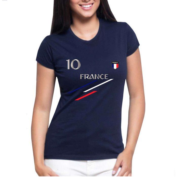Tee shirt foot femme France - S - Bleu