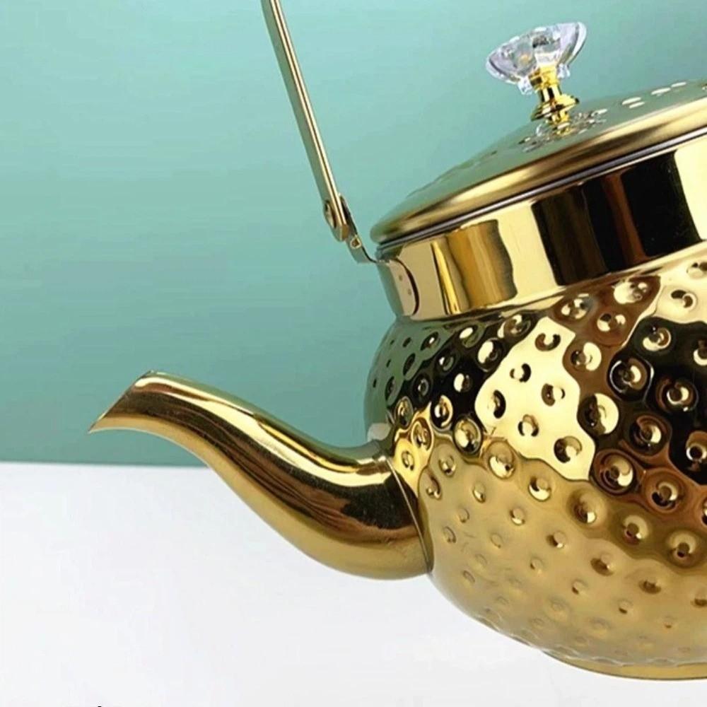 Thickened Hammered Tea Kettle with Strainer Coffee Pot Portable Loose Leaf Teapot  Office