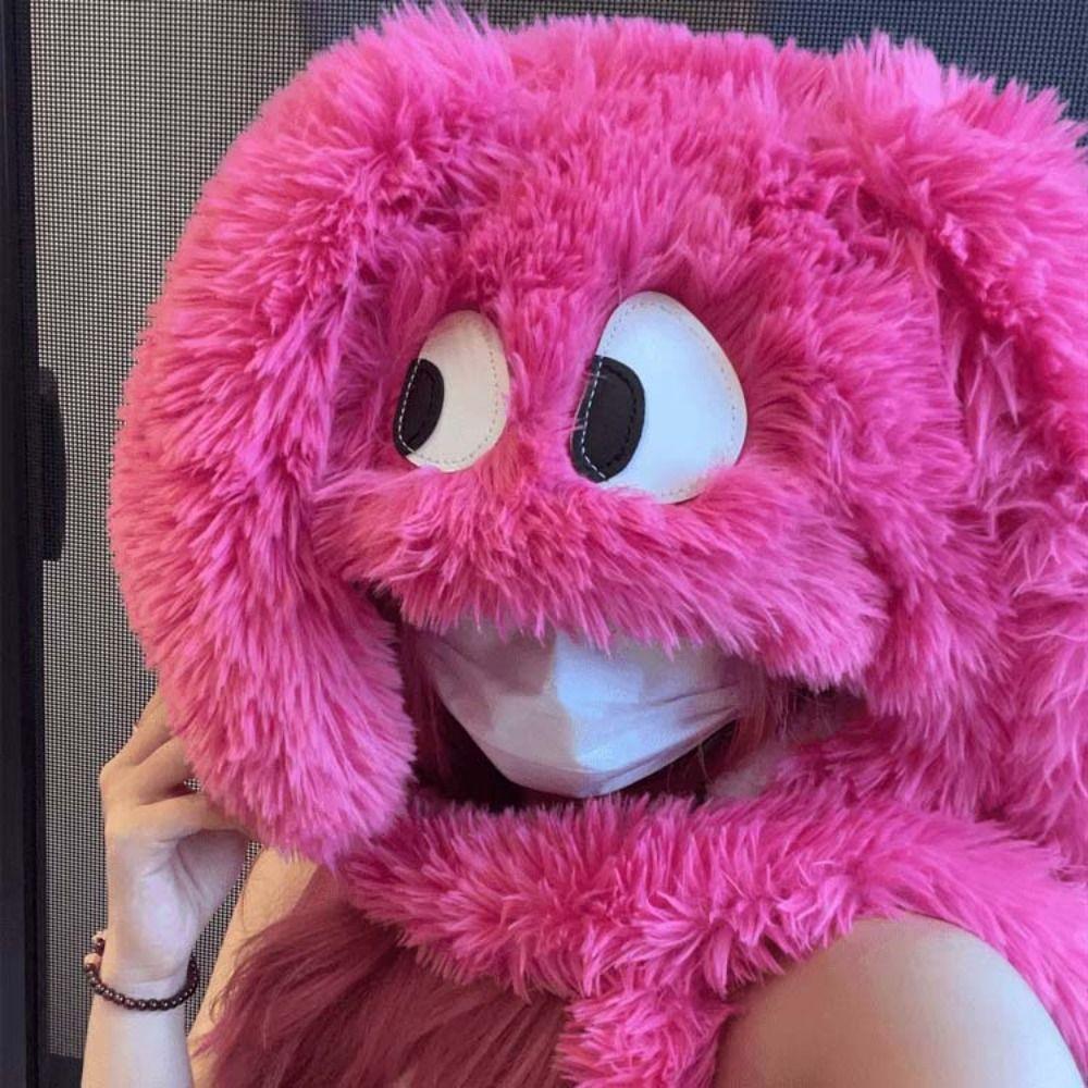 Thickened Plush Beanie Winter Cartoon Hat Soft Long Hair Puppy Hat  Student