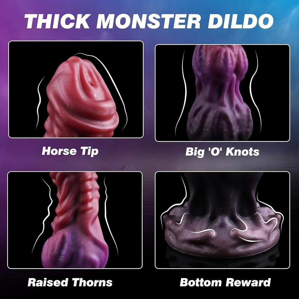 Alien Monster Knots Dildo 9.44" Fantasy Animal Dick Design,Liquid Silicone,Suction Cup,G & P Spot Stimulation,Non-Electric Adult Sex Toy for Women