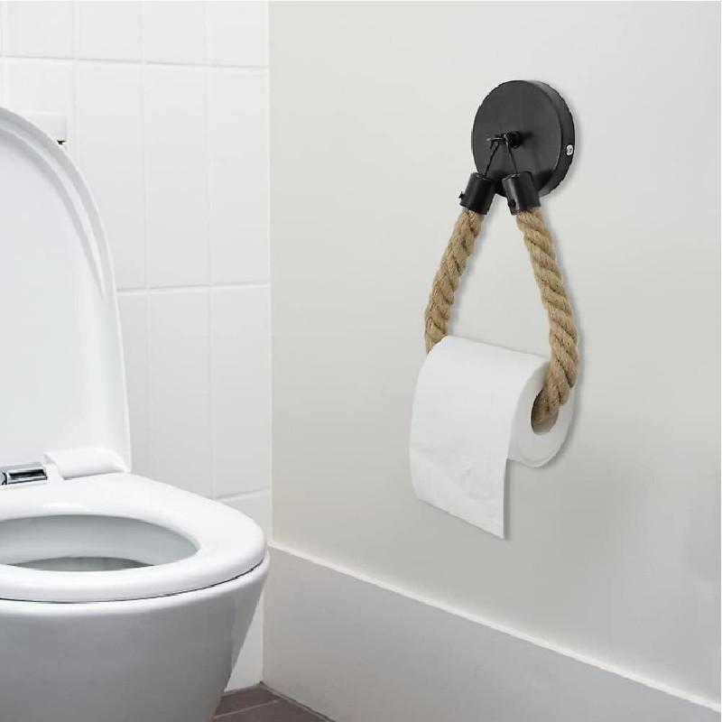 Paper Toilet Rope Holder Vintage Wall Mounted Toilet Roll Holder Hemp Hook Metal