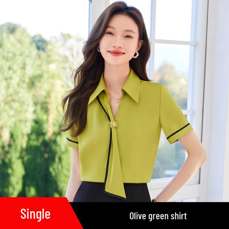 Women's Stylish White Short-Sleeve Summer Shirt 2024