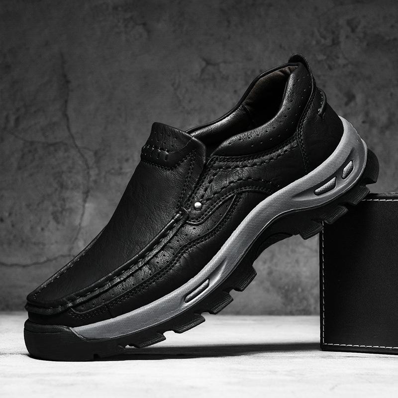 

Spring and Autumn Live 2025 Hot-selling Popular Leather Shoes Men s Large Size Men s Casual Leather Hiking Shoes 38 чёрный