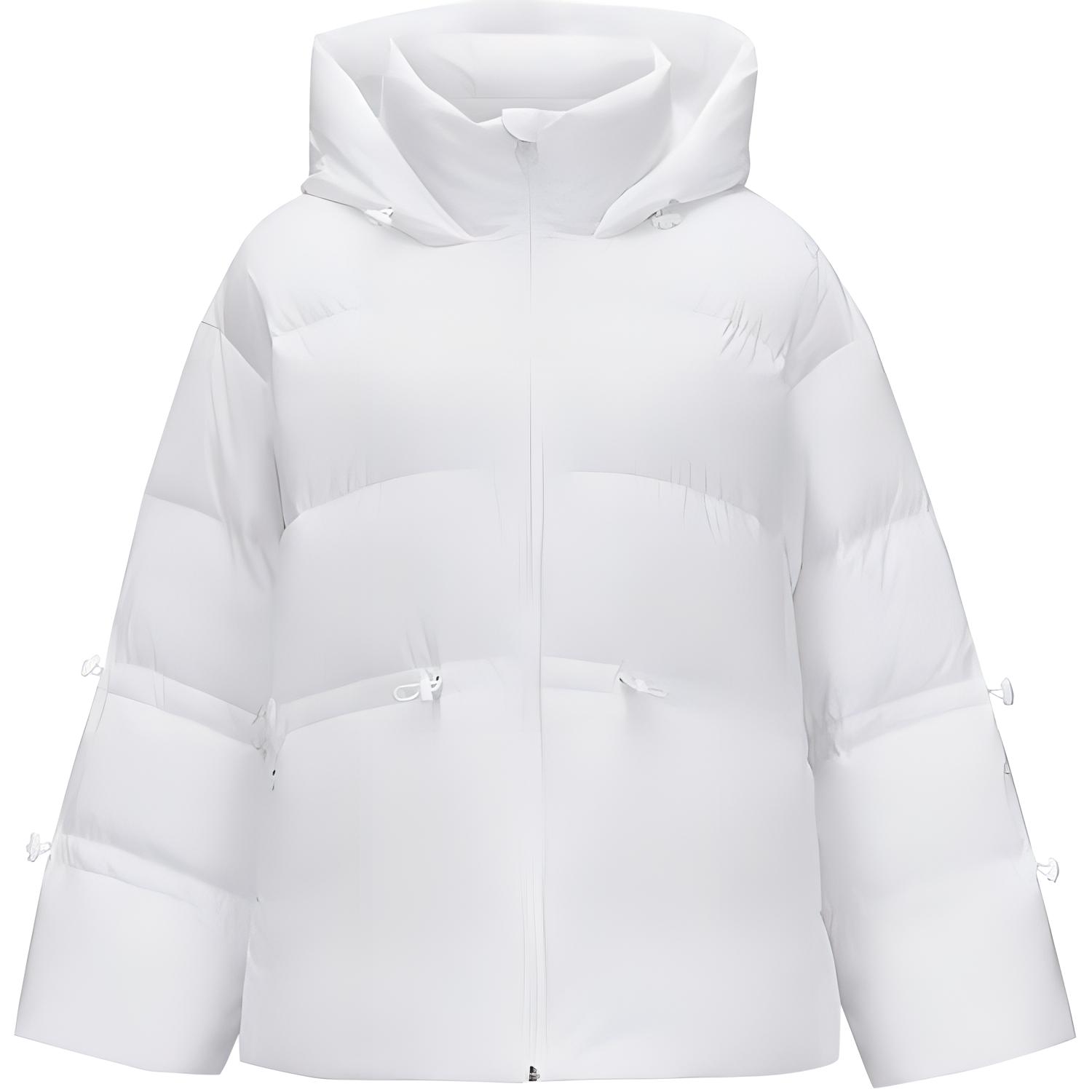 Skechers Knitted Hooded Mid-Length Long Sleeve Down Jacket Women Outerwear Bright-White P424W180-0019 M