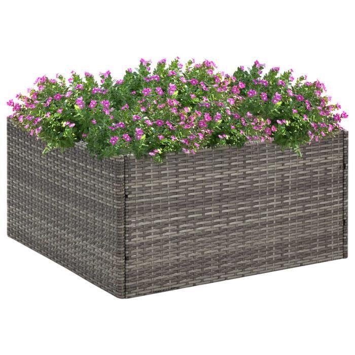 VidaXL Jardinière Gris 80x80x40 cm Résine tressée