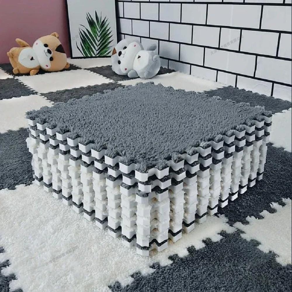10 шт. Плюшевый детский игровой коврик 30x30 см Мягкий коврик-пазл для ползания Соединяющийся напольный ковер-мат для детской комнаты, детской, спальни